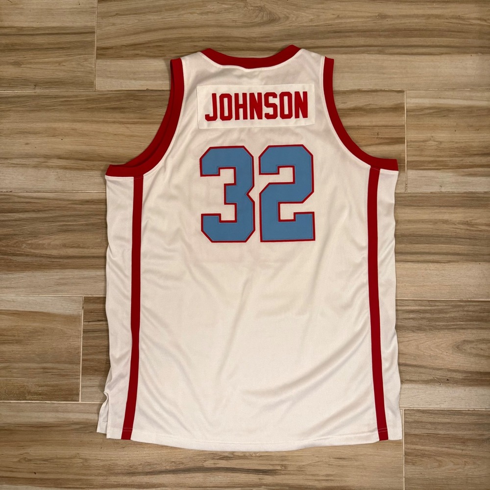 Adidas Magic Johnson Lansing Everett High School Vikings Jersey XL 52 White Red - Picture 3 of 10